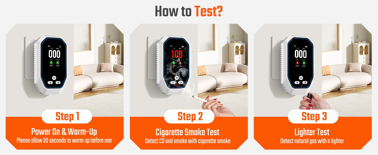 5-in-1 Carbon Monoxide Detectors Plug in
