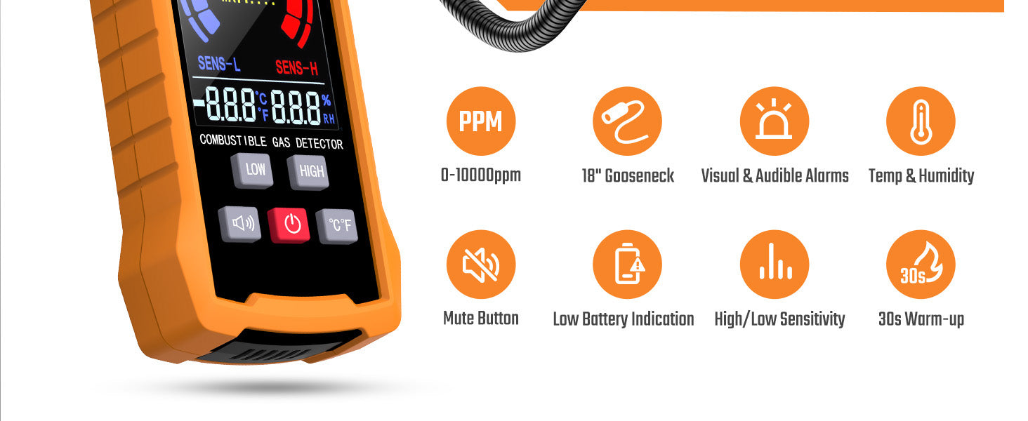 18-Inch Gooseneck Natural Gas Detector