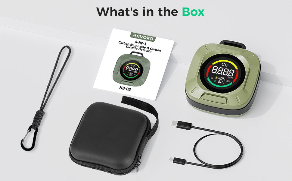 Portable 4-in-1 Carbon Monoxide and Carbon Dioxide Detector（green）