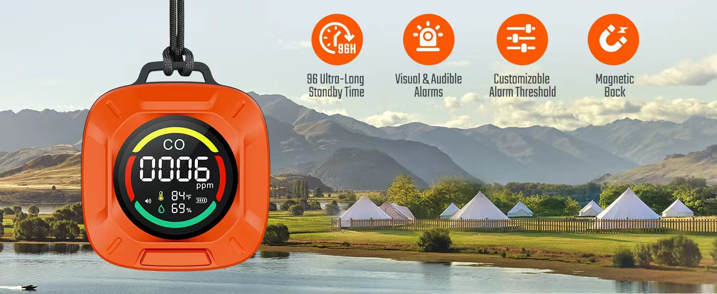 Portable 4-in-1 Carbon Monoxide and Carbon Dioxide Detector（orange）