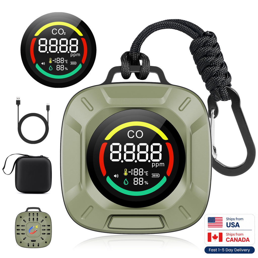 Portable 4-in-1 Carbon Monoxide and Carbon Dioxide Detector（green）