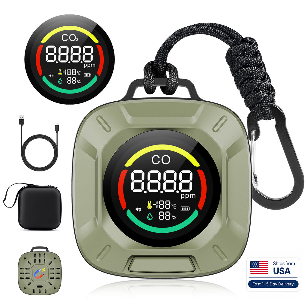 Portable 4-in-1 Carbon Monoxide and Carbon Dioxide Detector（green）
