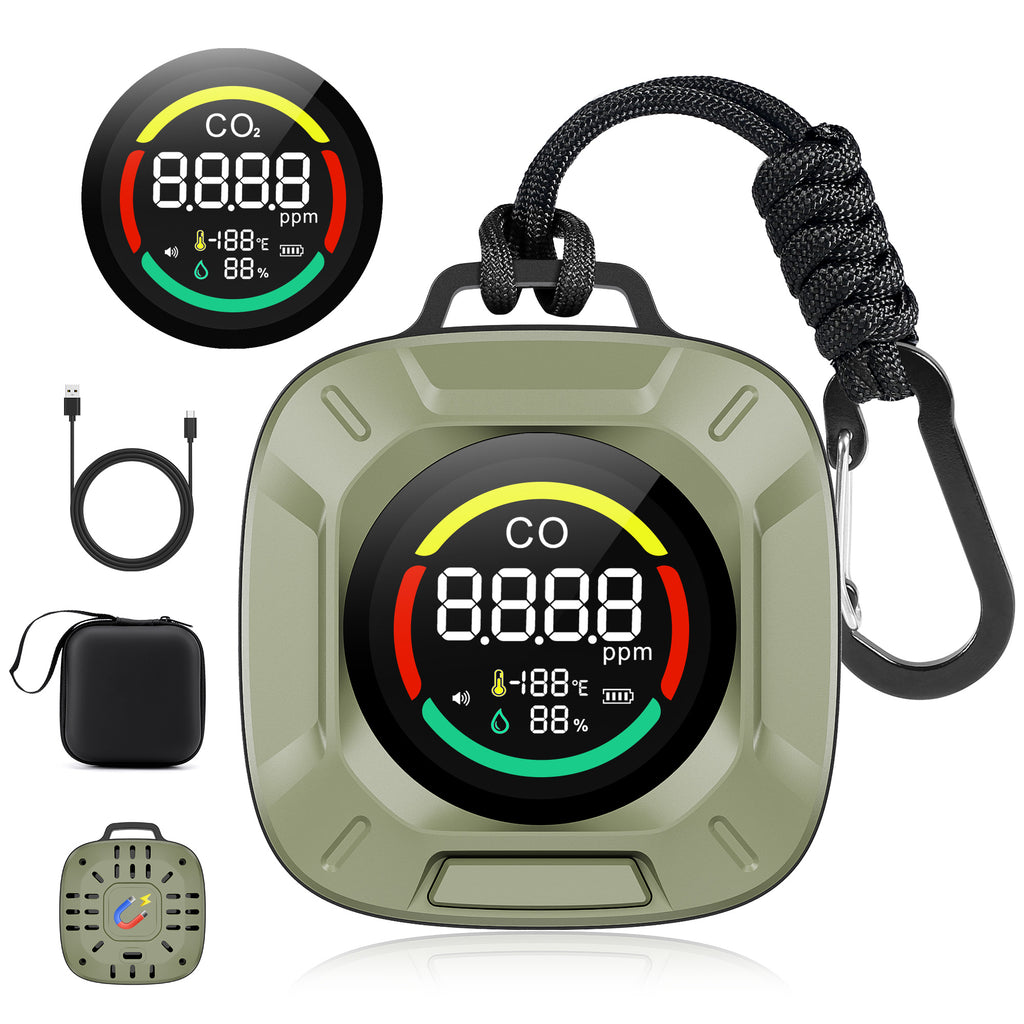 Portable 4-in-1 Carbon Monoxide and Carbon Dioxide Detector（green）