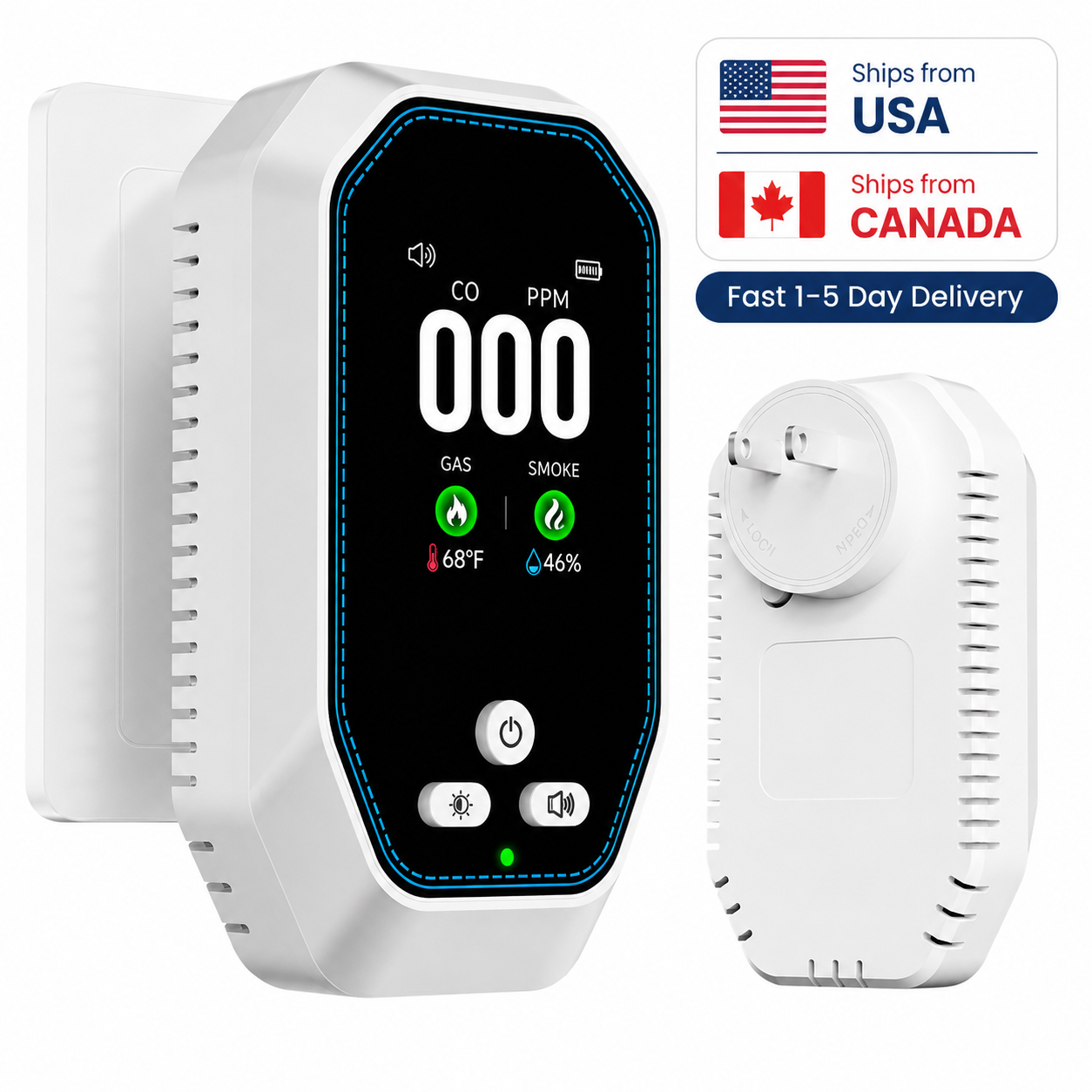 5-in-1 Carbon Monoxide Detectors Plug in