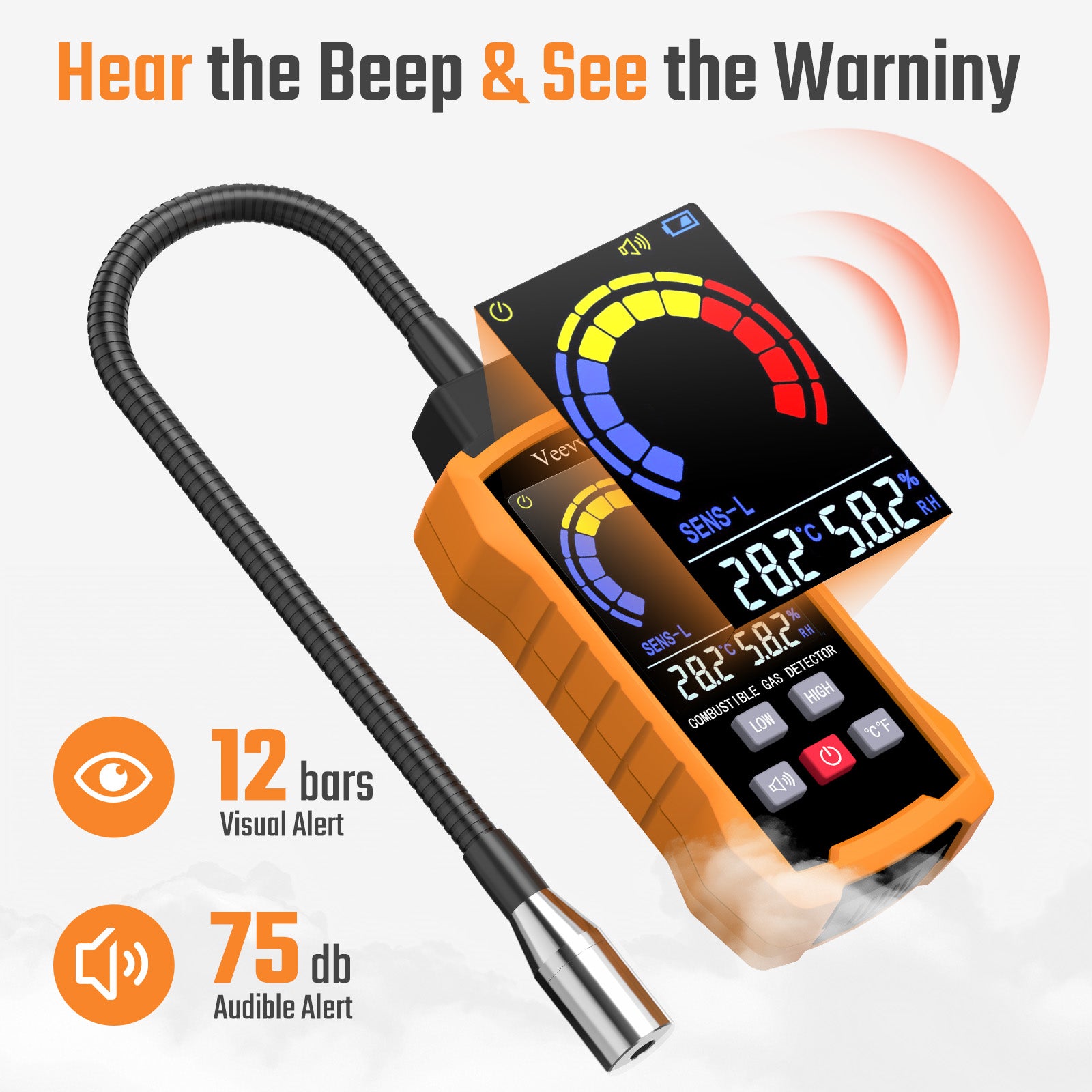 11-Inch Gooseneck Natural Gas Leak Detector
