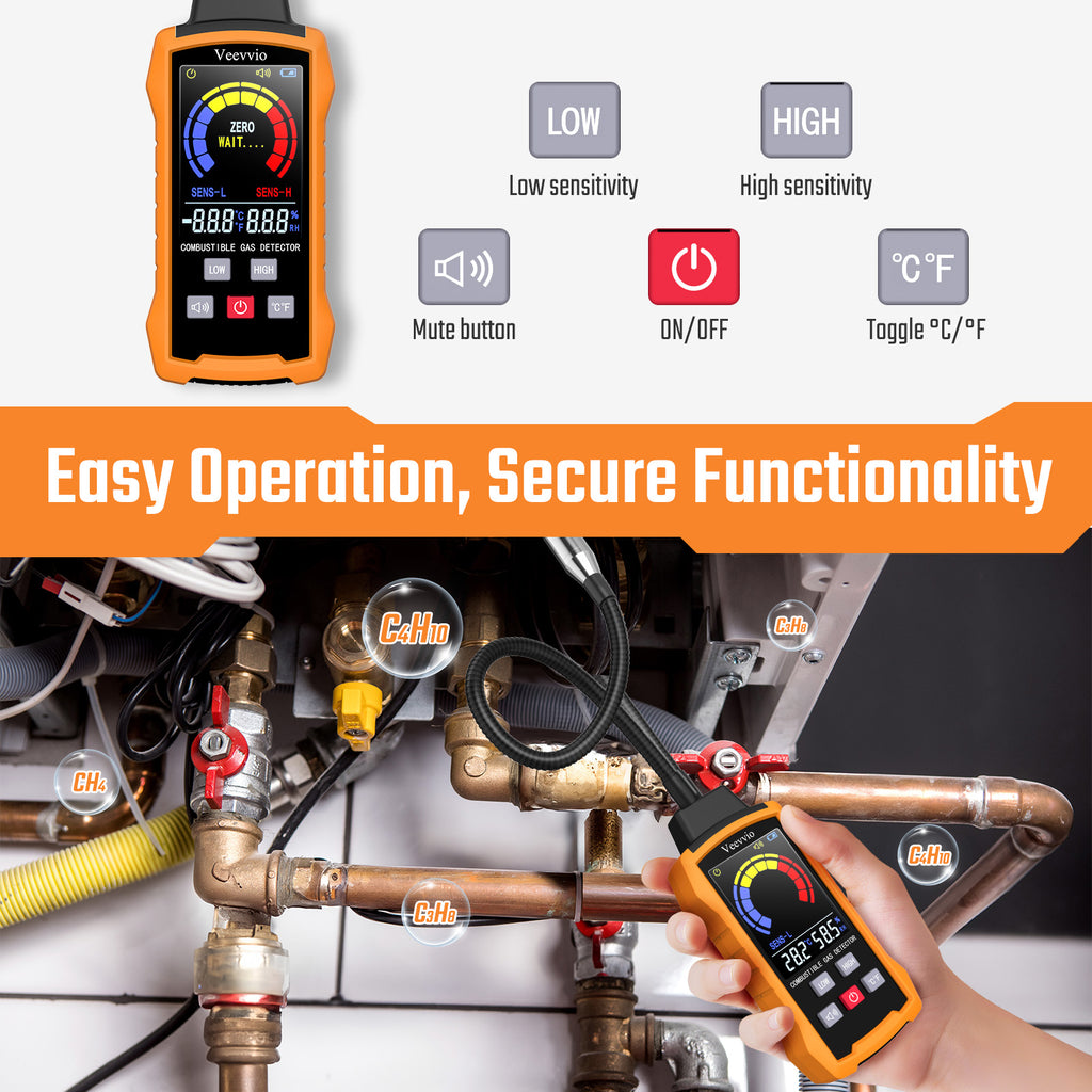11-Inch Gooseneck Natural Gas Leak Detector