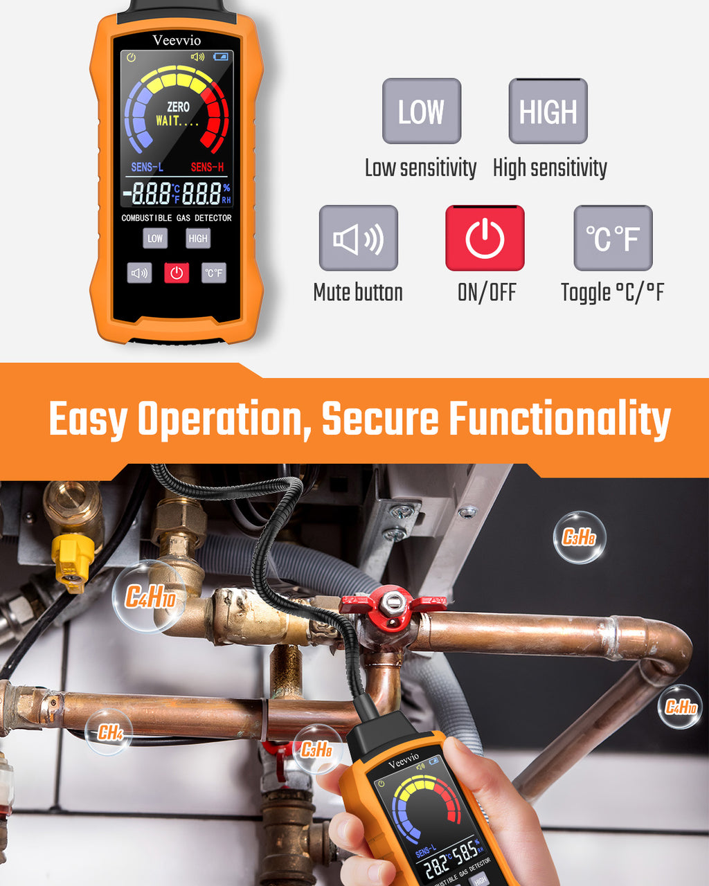 18-Inch Gooseneck Natural Gas Detector